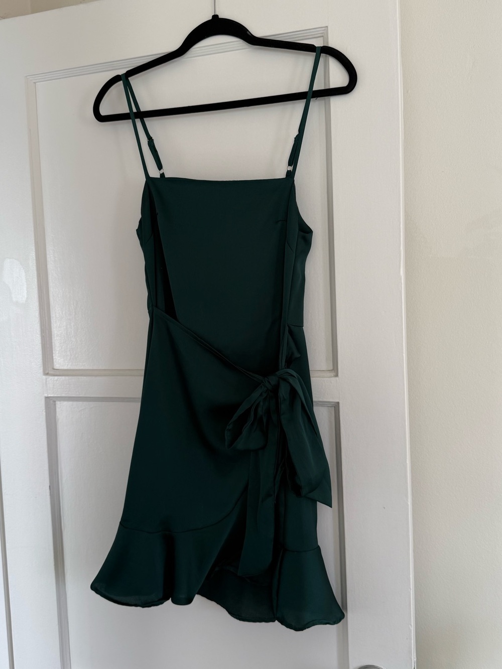 Emerald Green Wrap Mini Dress with Tie